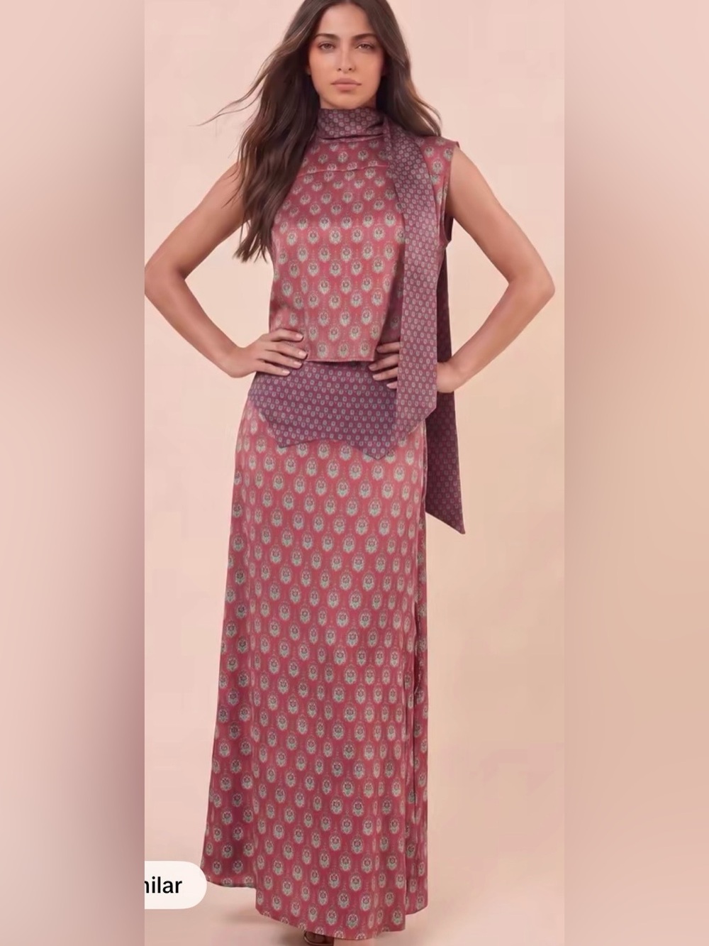 Retro Two Piece Maxi Skirt Set